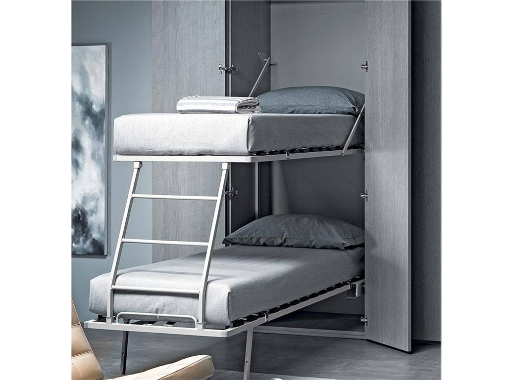 Letto a castello a scomparsa verticale Essedue Zippo aperto